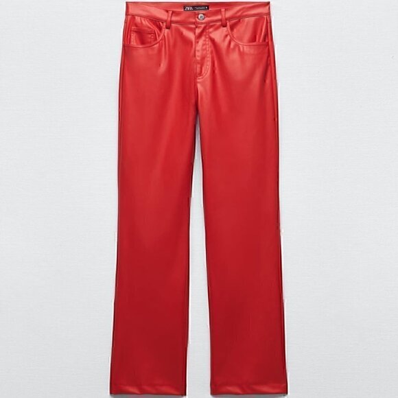 Zara FULL LENGTH FAUX LEATHER PANTS - Picture 1 of 7